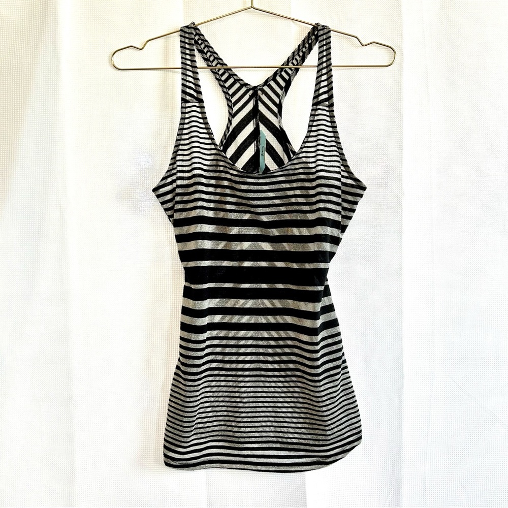 ✨Sheer Black & Silver Racerback Marciano Tank✨